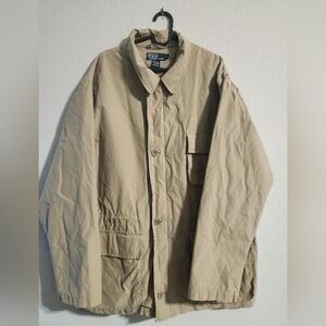 Polo Ralph Lauren Men’s Khaki Collared Zip/Button Drawstring Trench Size Large